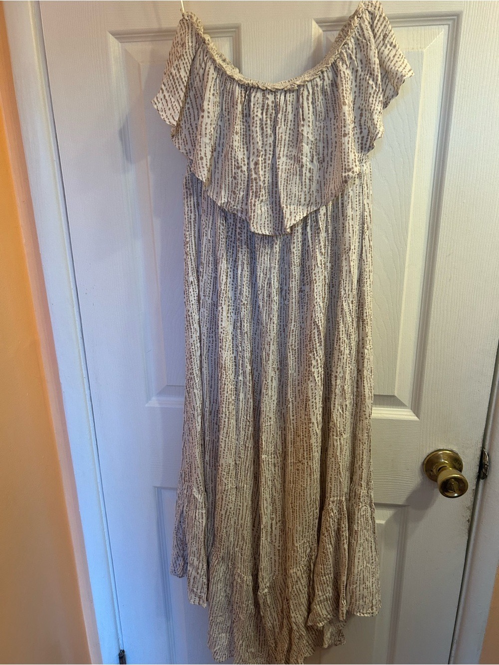 Light Taupe Printed Off-Shoulder Jumpsuit